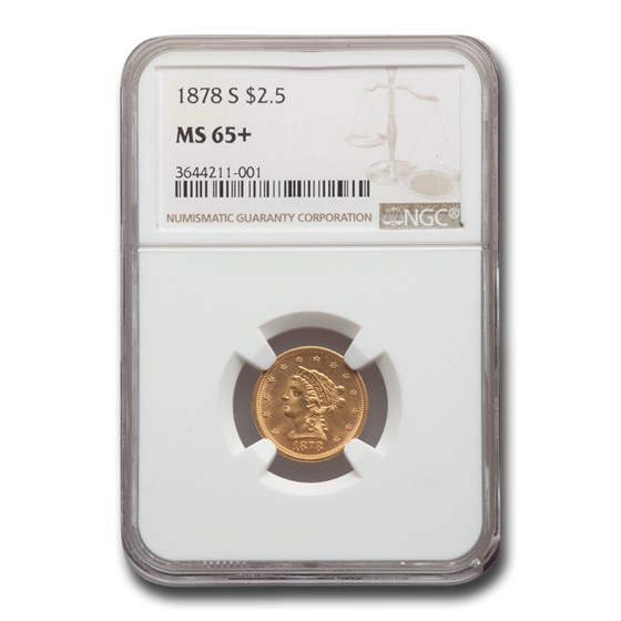 1878-S $2.50 Liberty Gold Quarter Eagle MS-65+ NGC 1878-S $2.50 Liberty Gold Quarter Eagle MS-65+ NGC